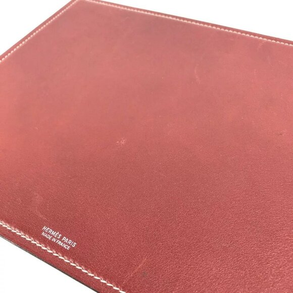 HERMES Bicolor PC PC interior Logo Mouse Pad Leather Red/Brown - Picture 8 of 12